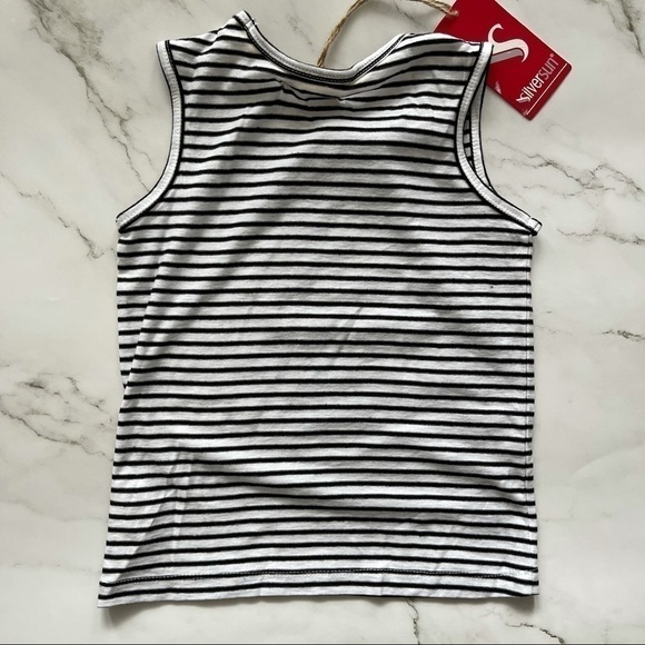 NWT boy’s sleeveless crew neck black stripe tee 4 - Picture 2 of 4